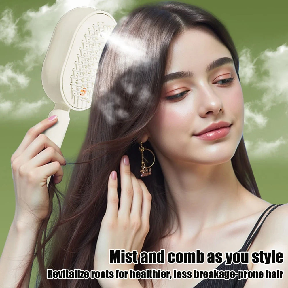 Rechargeable Electric Steam Hair Brush- Instant Silk press